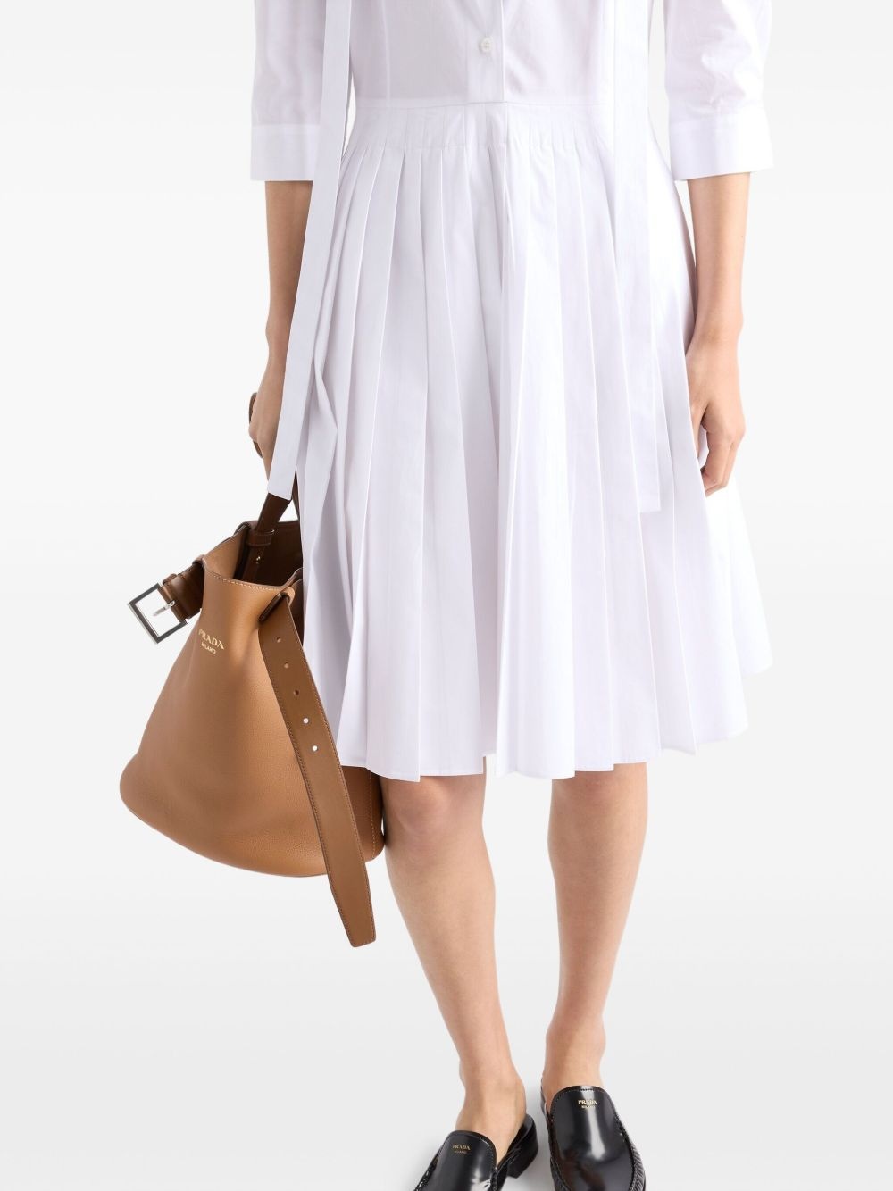 pleated poplin shirt dress - 4