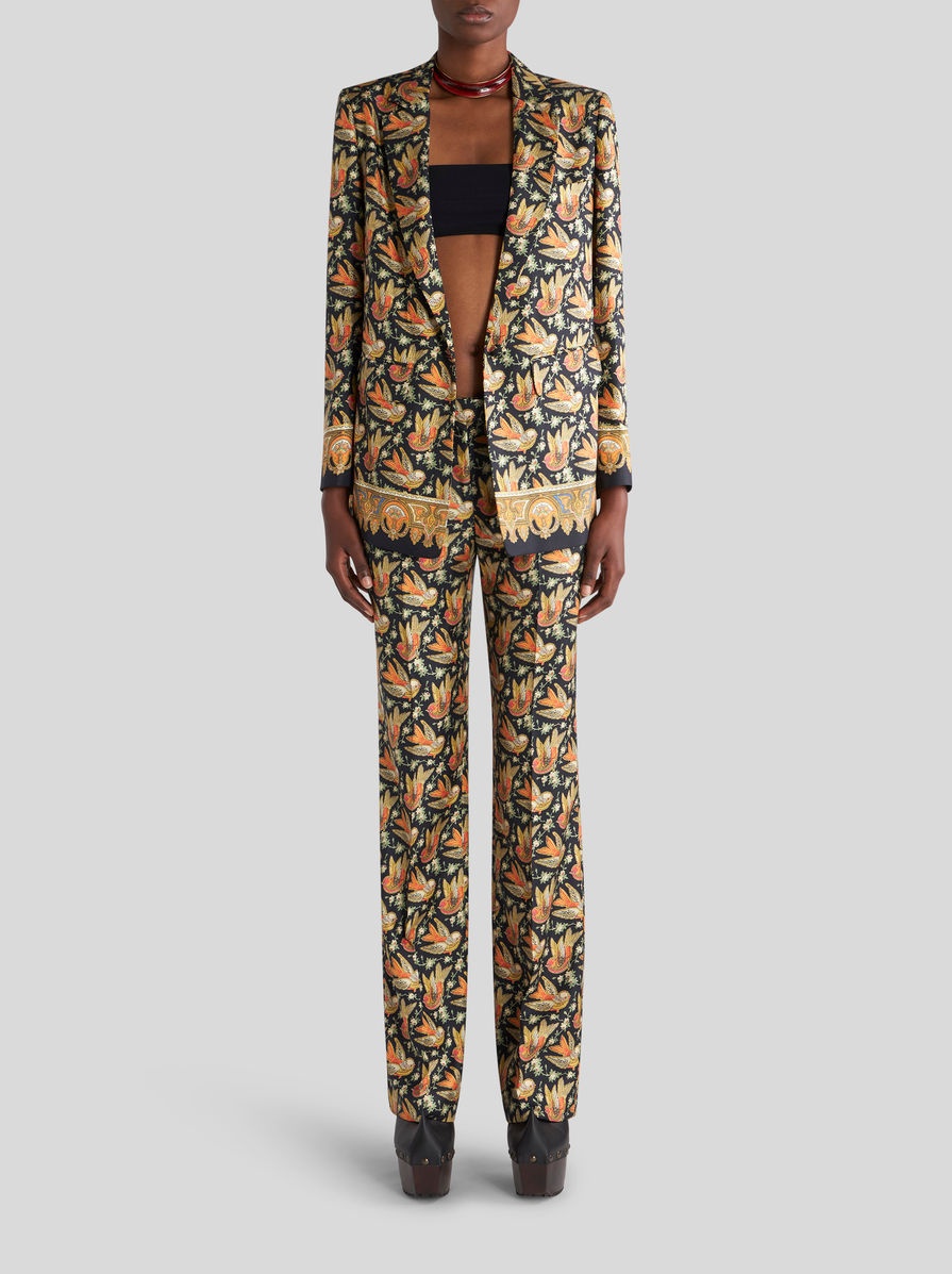TWILL TROUSERS WITH BIRD PRINT - 4