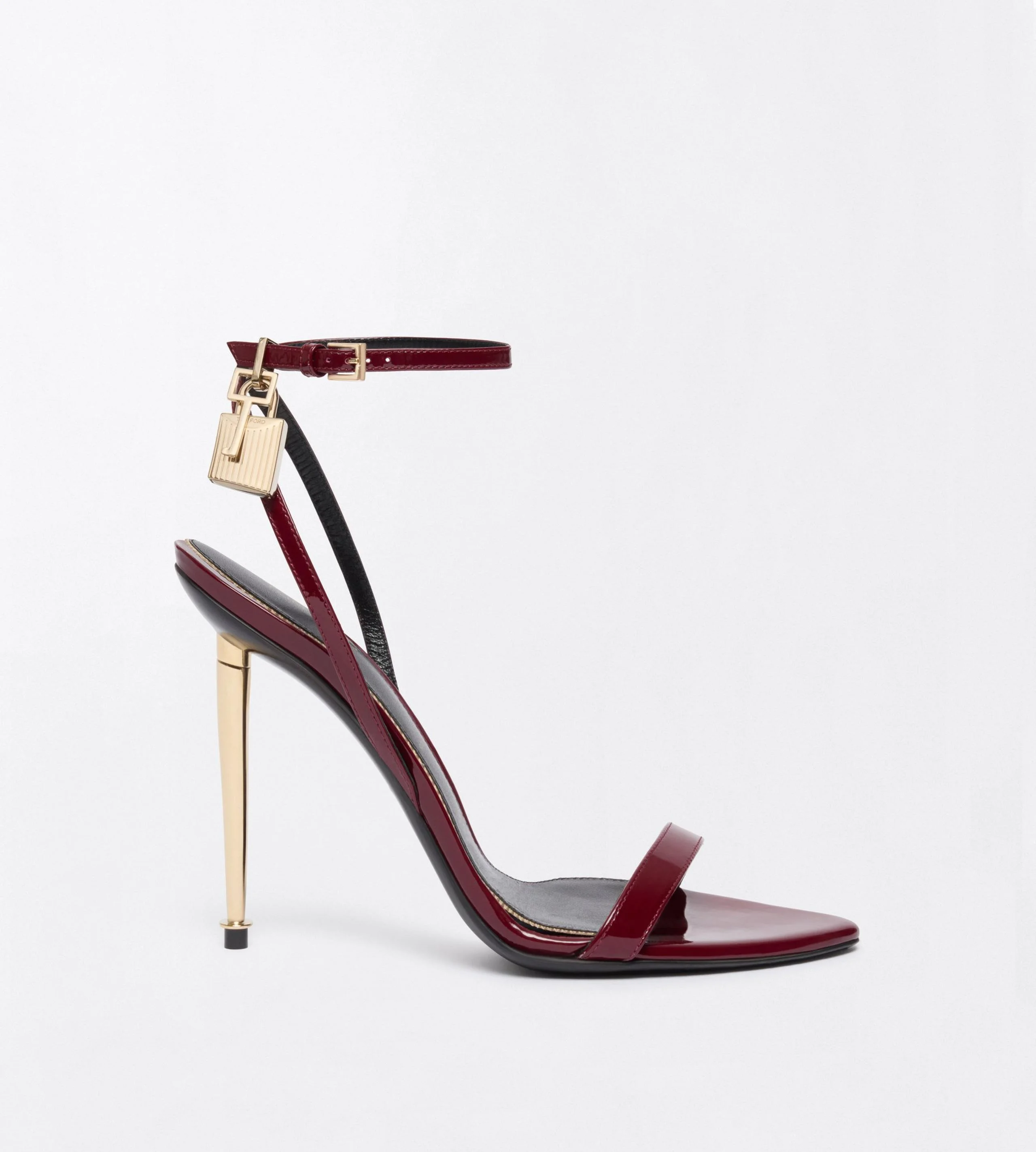 PATENT LEATHER PADLOCK POINTY NAKED SANDAL - 1