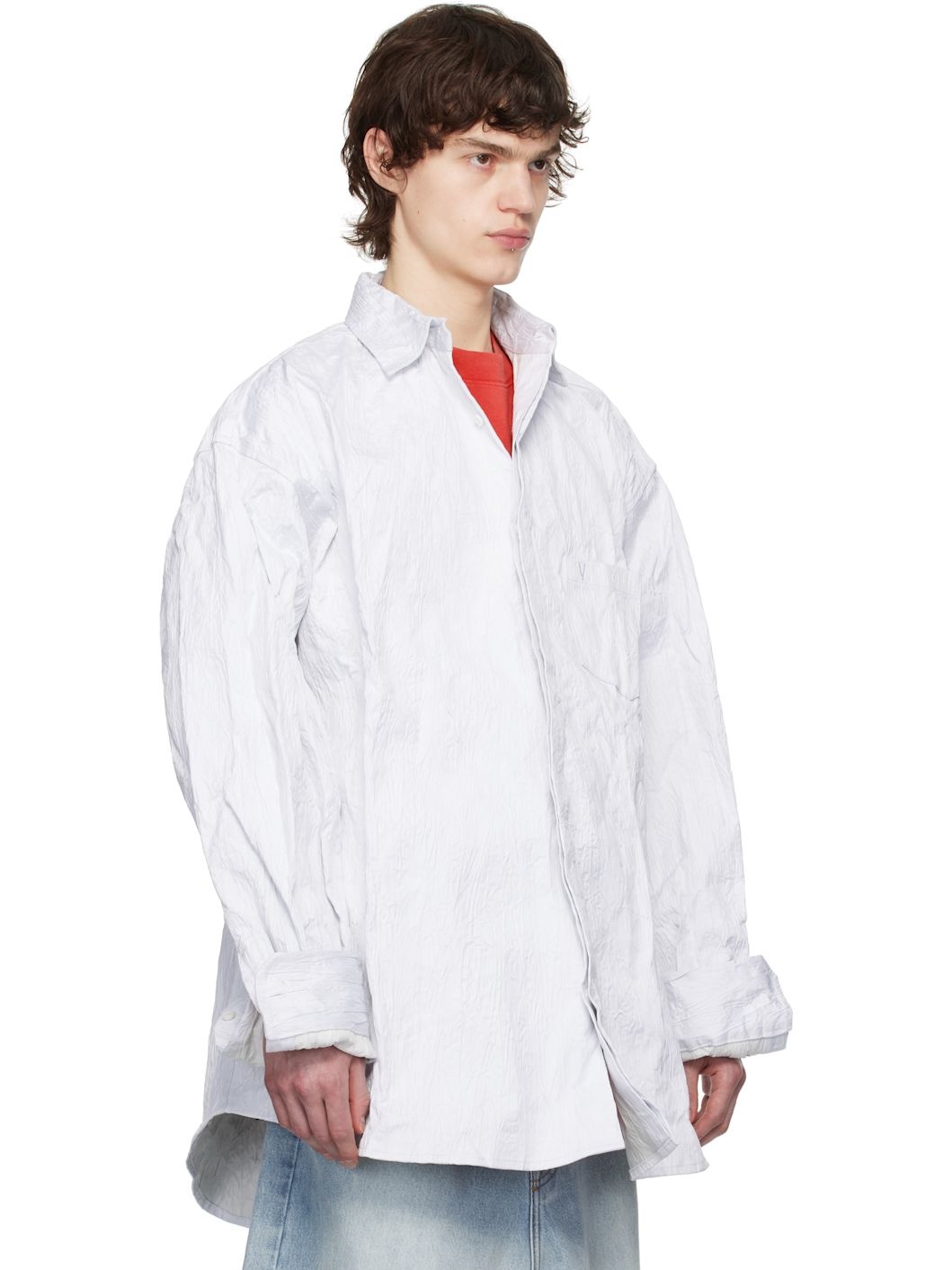 Off-White Runway Metalized Wrinkled Allover Shirt - 2