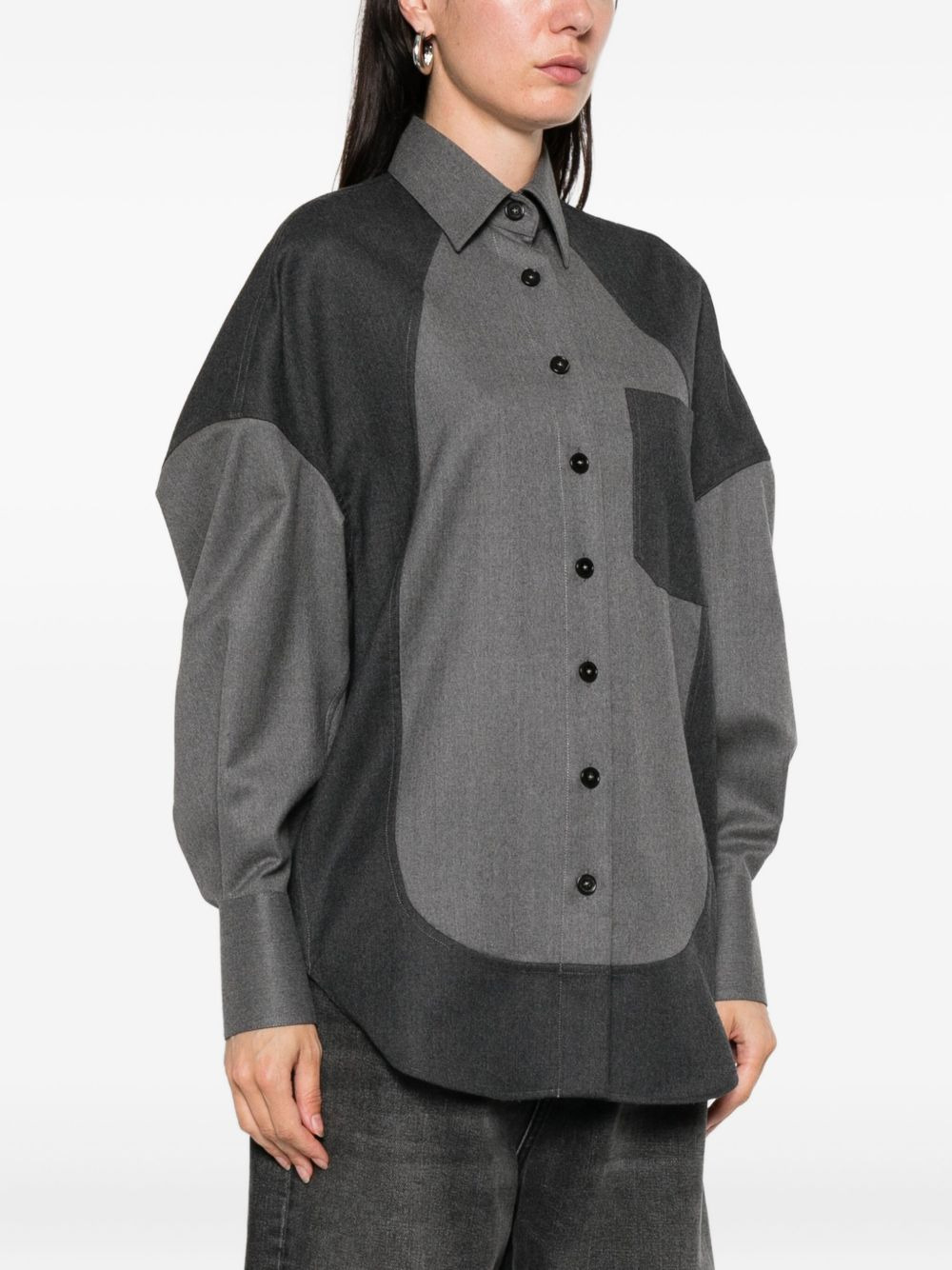 panelled button-up shirt - 3