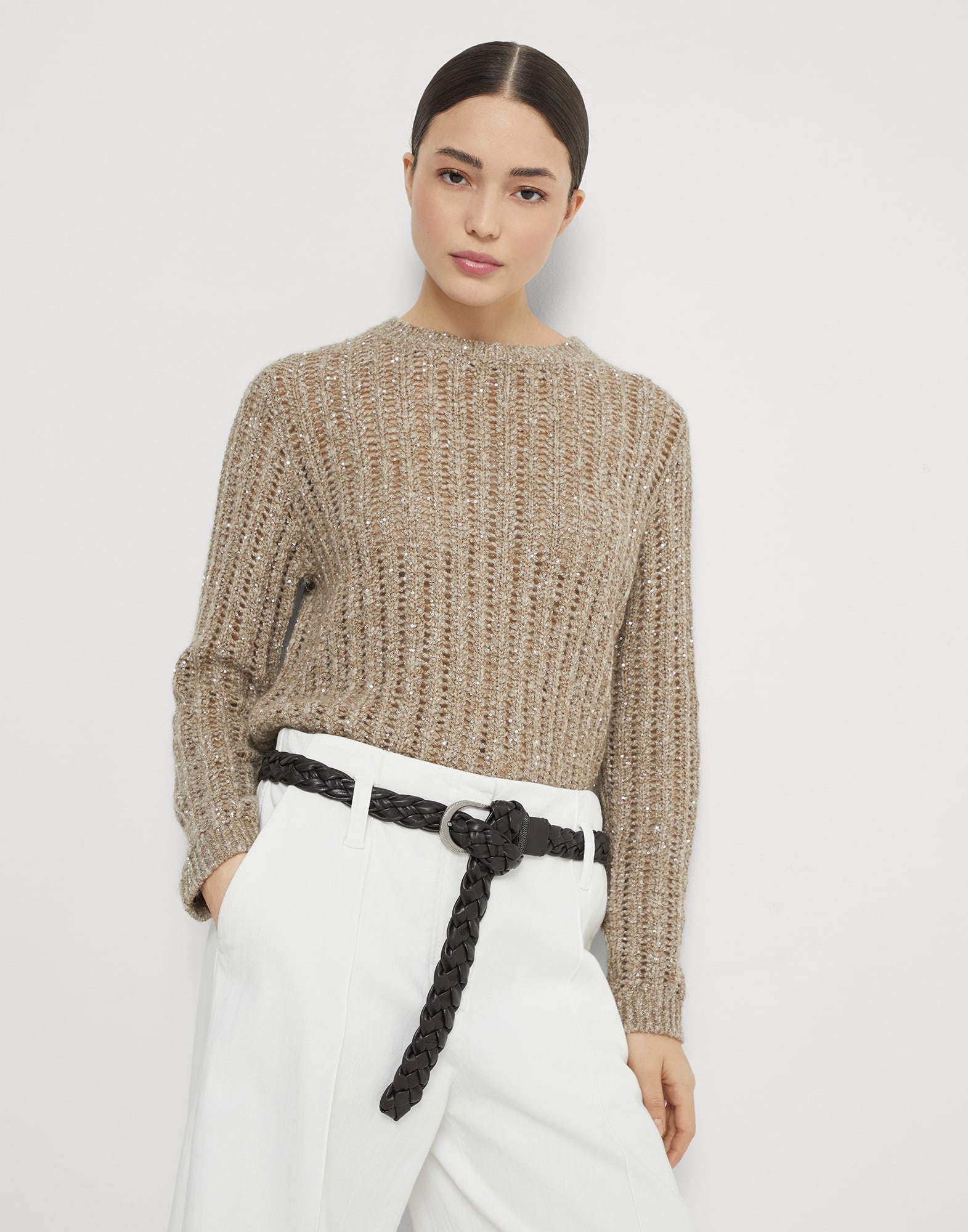 Soft wool, cashmere and mohair dazzling rib sweater - 4