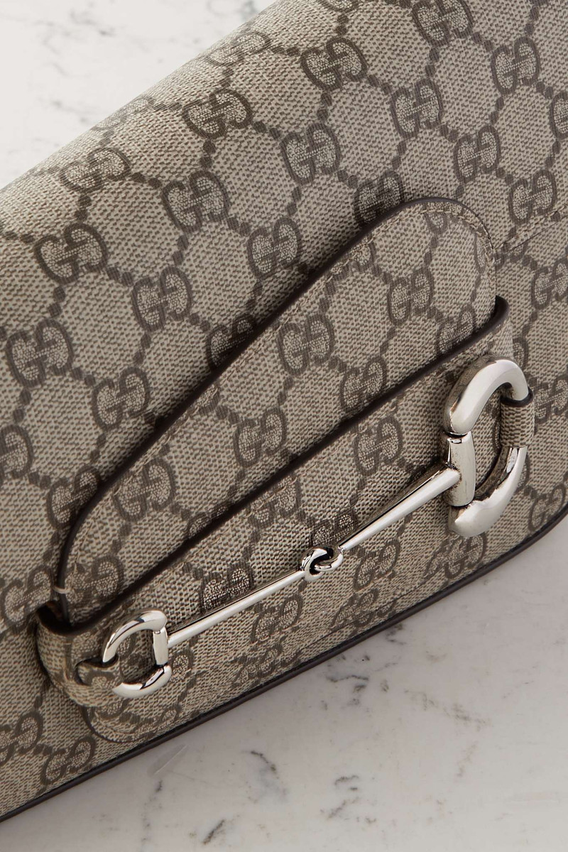 Horsebit 1955 leather-trimmed printed coated-canvas shoulder bag 4