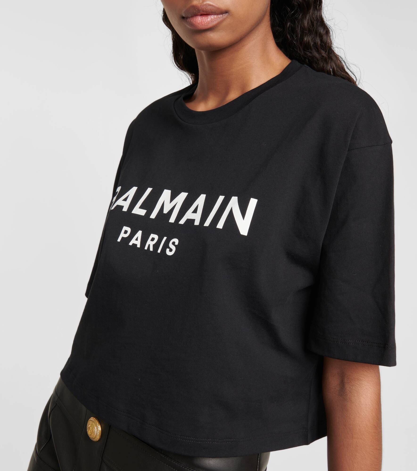 Logo cotton jersey cropped T-shirt - 4
