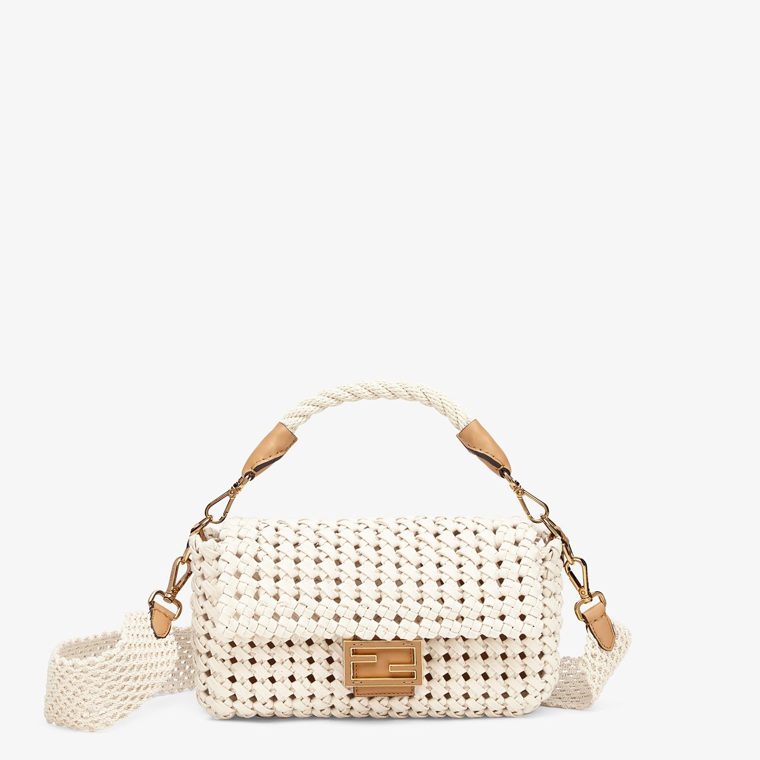 Beige canvas interlace bag - 1