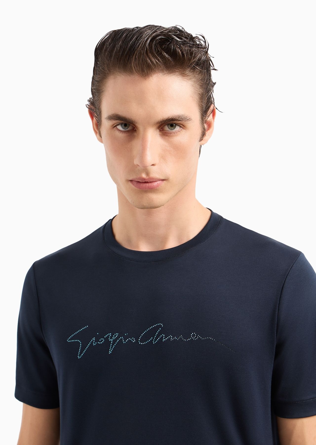 Rhinestone-embroidered, cotton-interlock T-shirt - 5