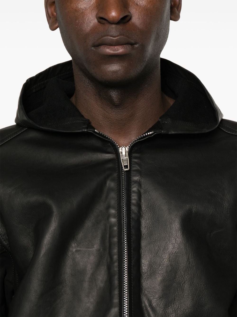 leather hooded bomber jacket - 6