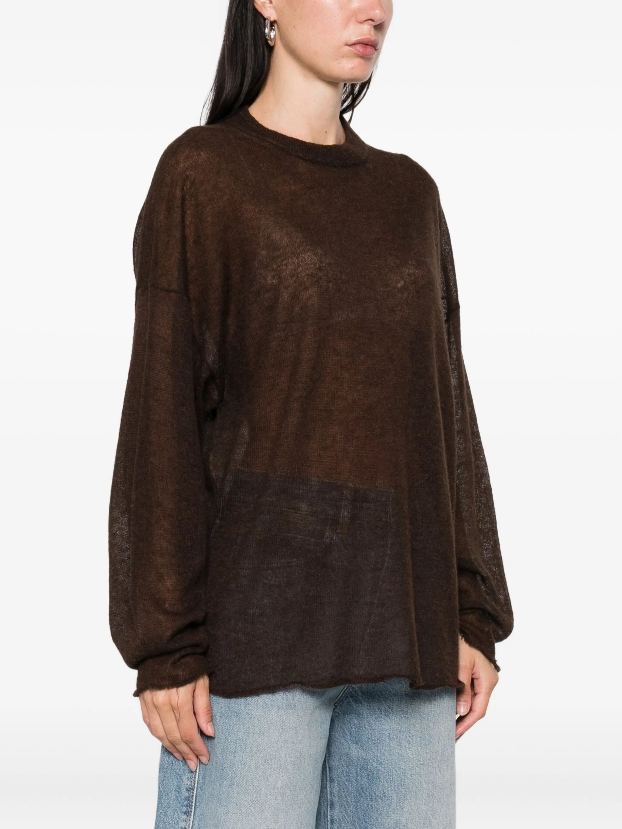 Haikure Frayed-hemline Round-neck Sweater - 3