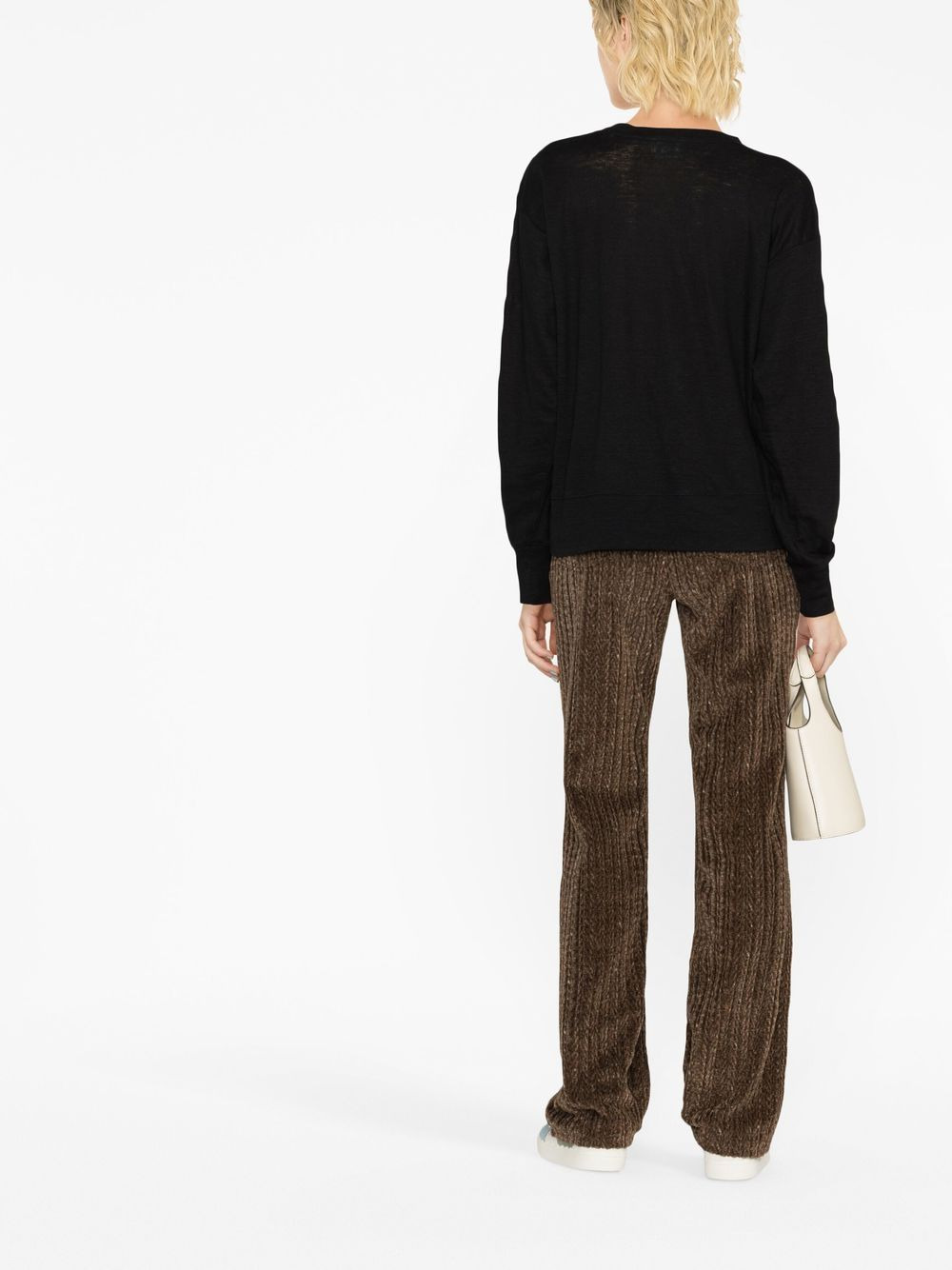 logo-print linen sweatshirt - 4