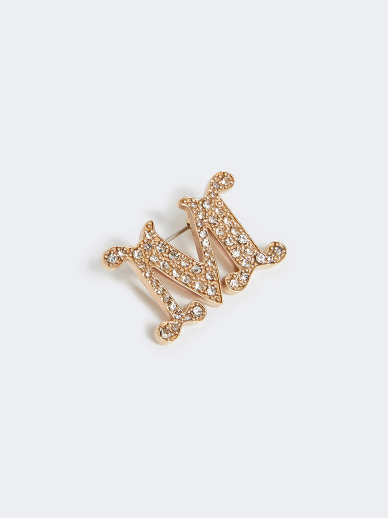 FACELLA Crystal-adorned Monogram brooch - OPTICAL WHITE 3