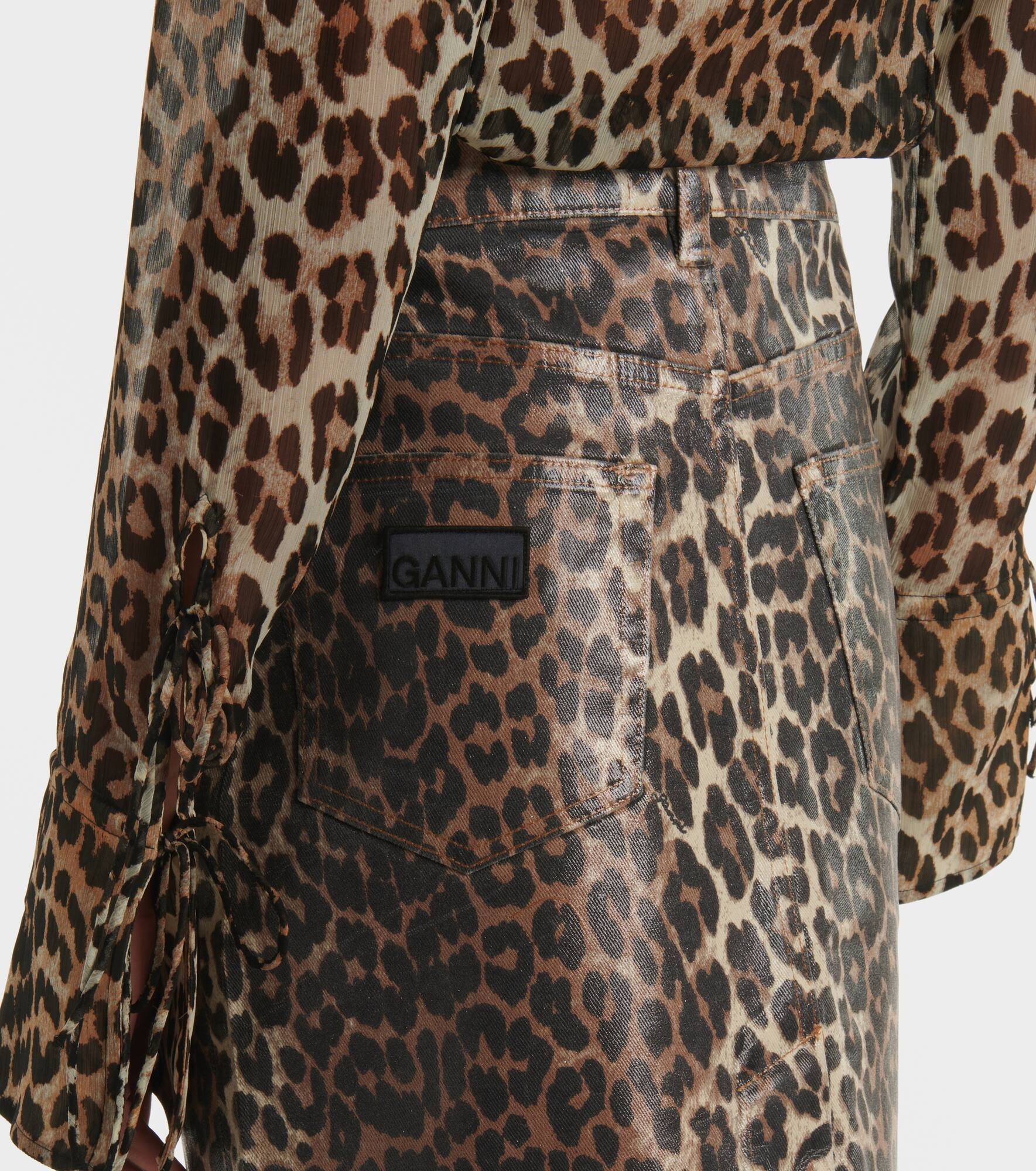 Leopard-print denim skirt - 5