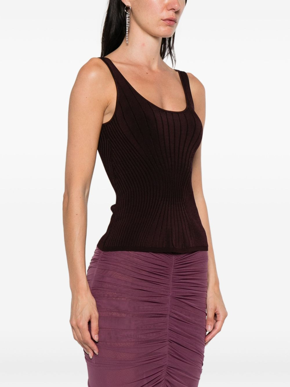 ribbed scoop-neck top - 3