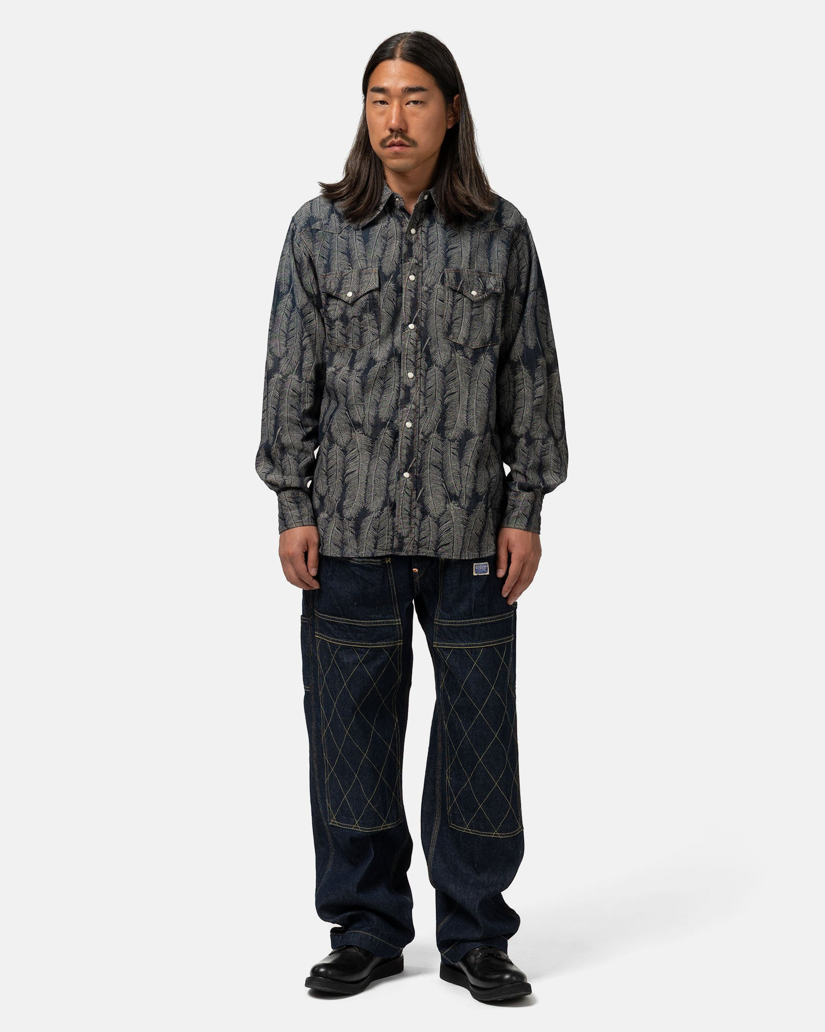 5oz MAGPIE Denim HUSKY Western Shirt Dark - 2