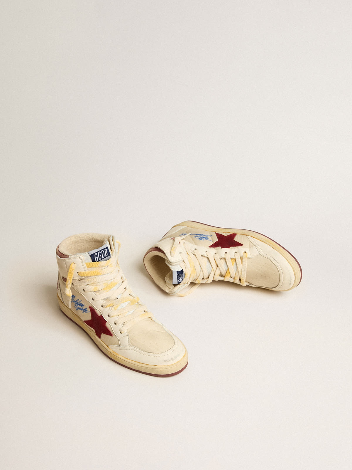 Sky-Star in beige nylon and nappa with pomegranate suede star - 2