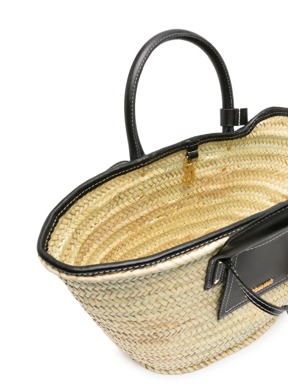 logo-lettering straw beach bag - 5