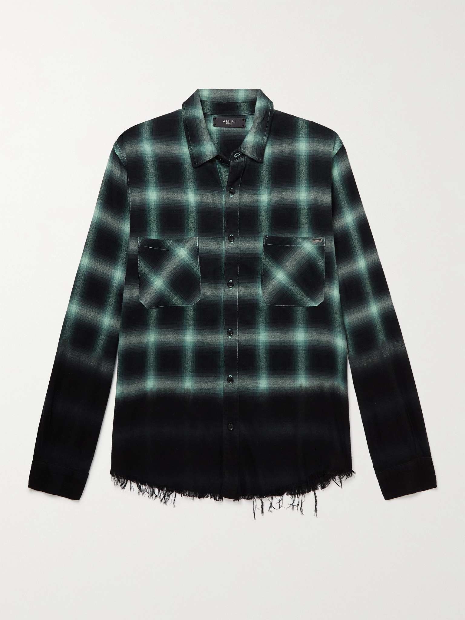 Distressed Dip-Dyed Checked Cotton-Flannel Shirt - 1