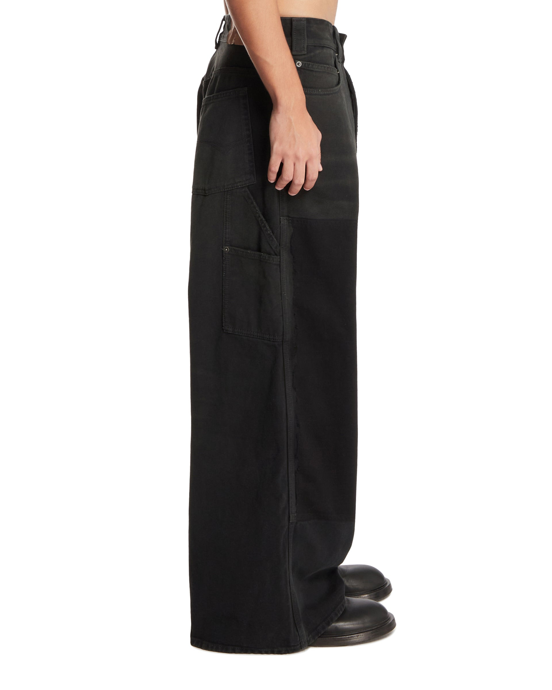 Black Baggy Ripped Off Pants - 5