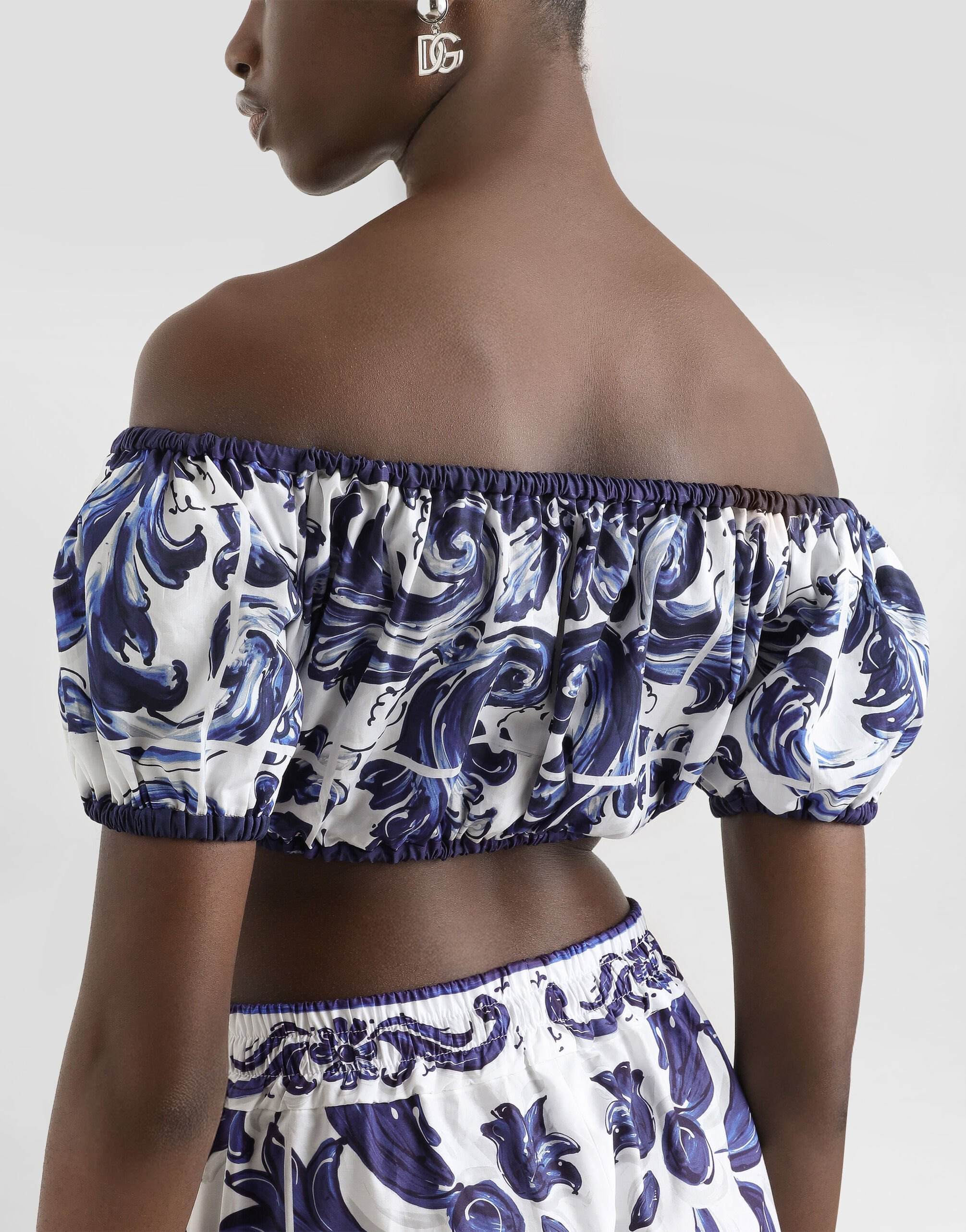 Majolica-print cotton top - 5