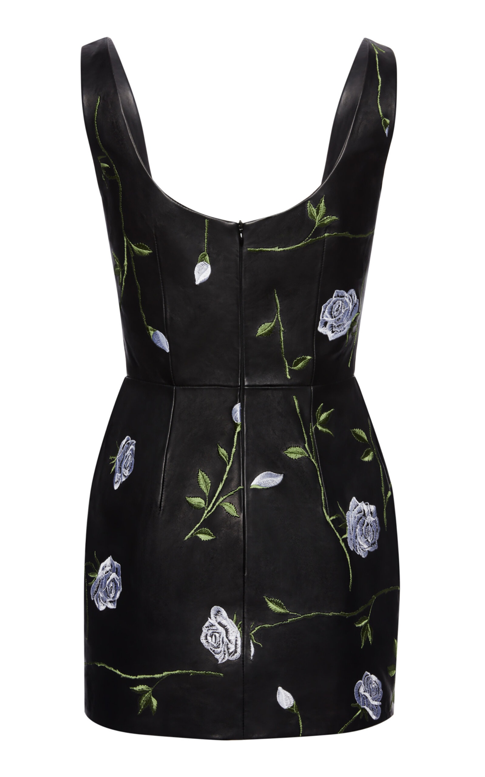MAGDA BUTRYM Embroidered Leather Mini Dress black | REVERSIBLE