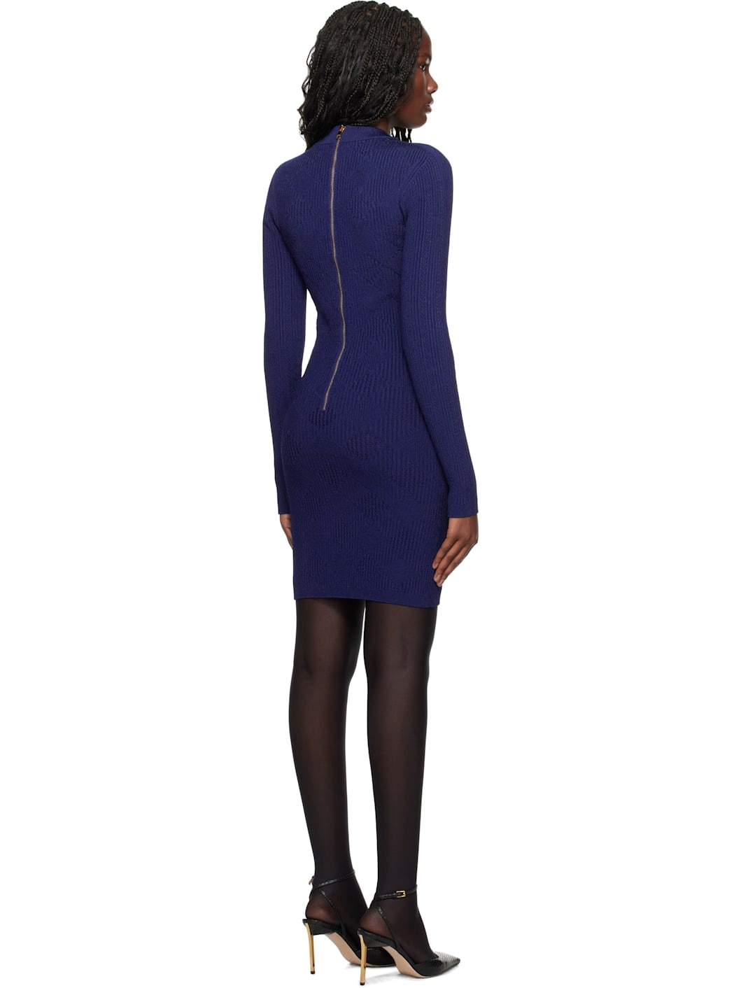 Blue V-Neck Vichy Minidress - 3