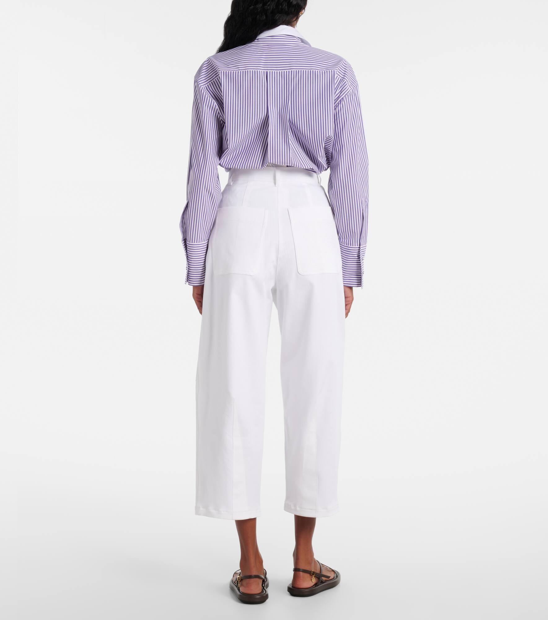 Mina cotton-blend wide-leg pants - 3