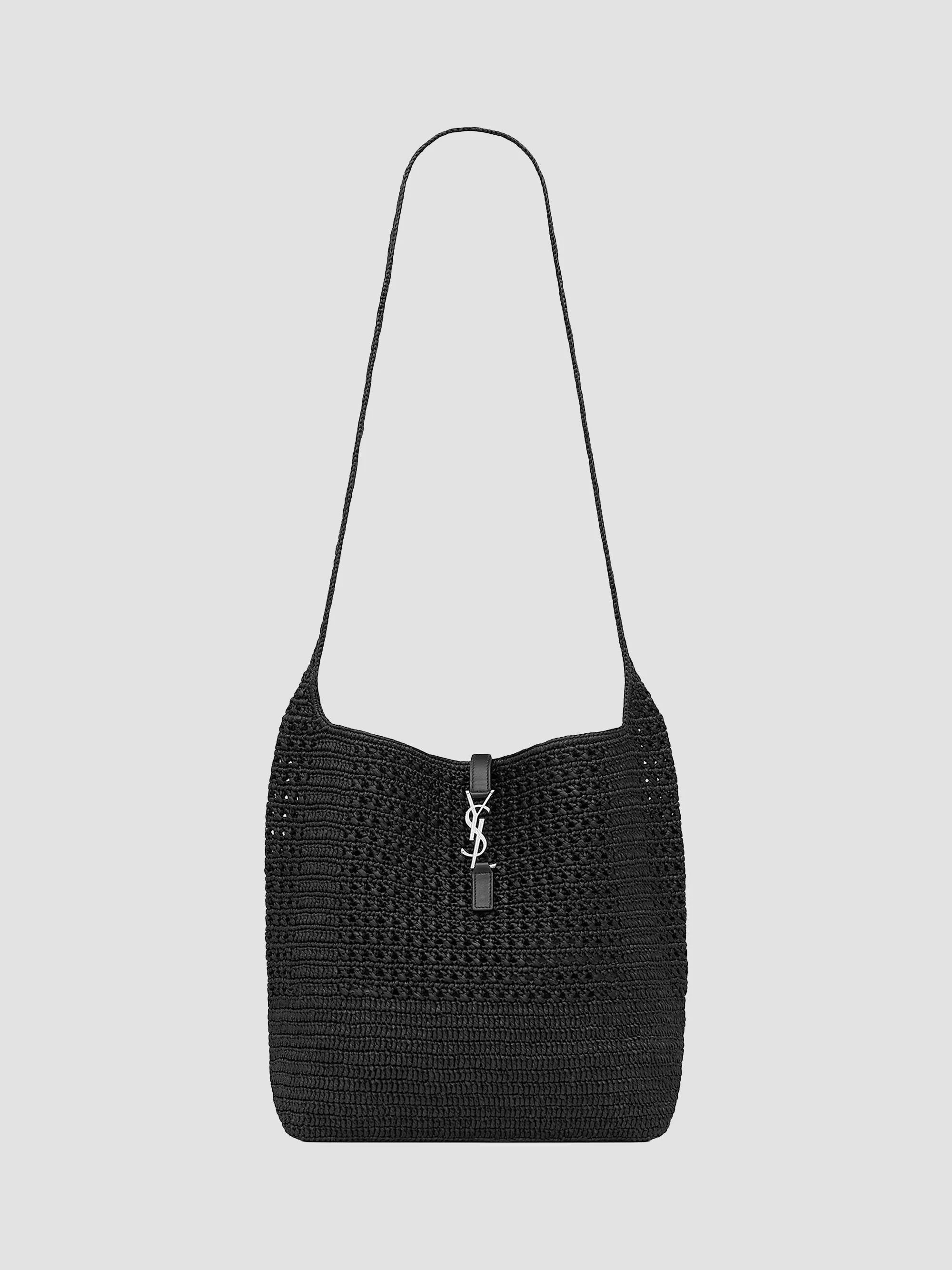 Women's Le 5 à 7 Medium Tote in Raffia Crochet - Black - 1
