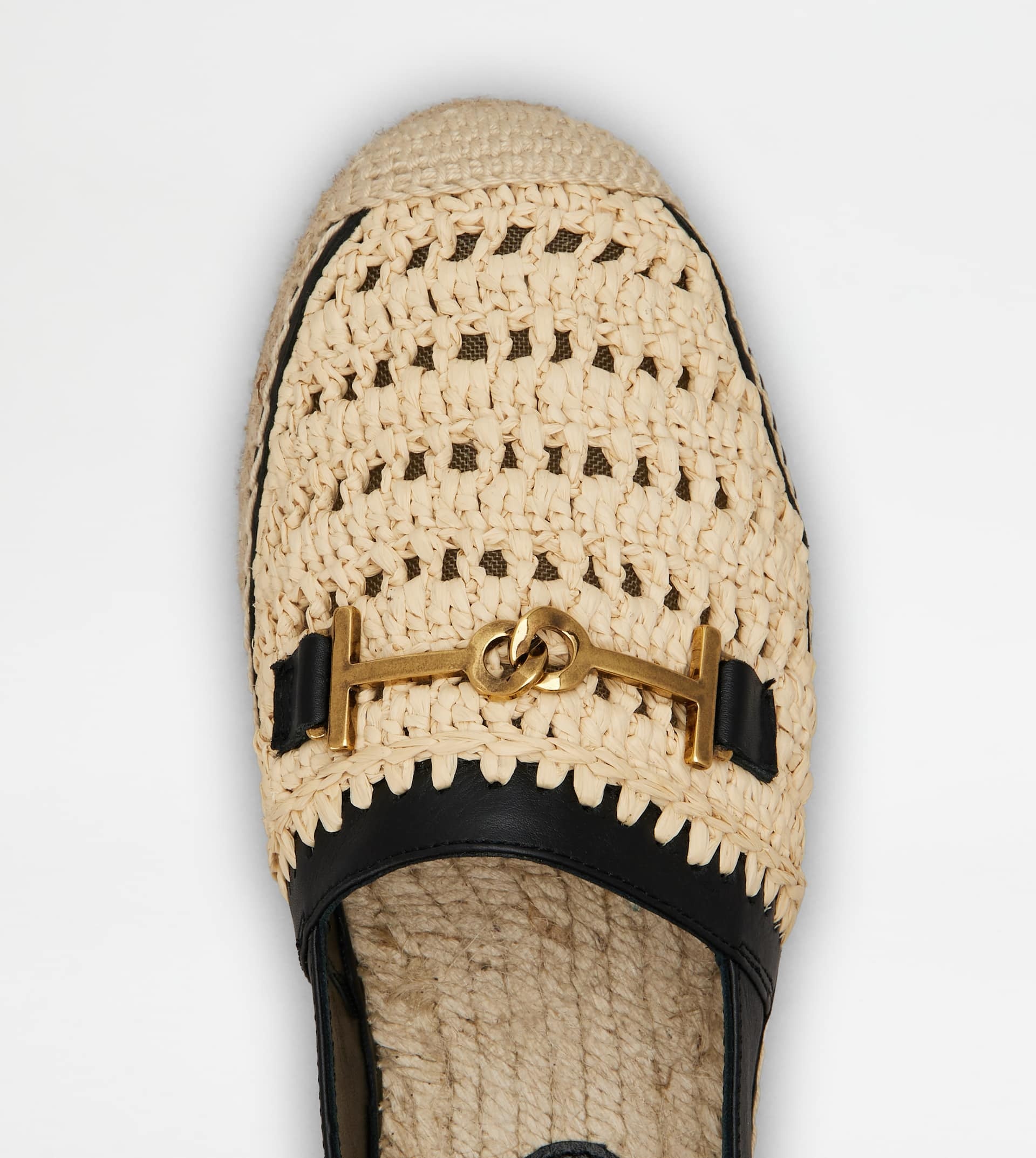 ESPADRILLES IN LEATHER AND FABRIC - BLACK, BEIGE - 4