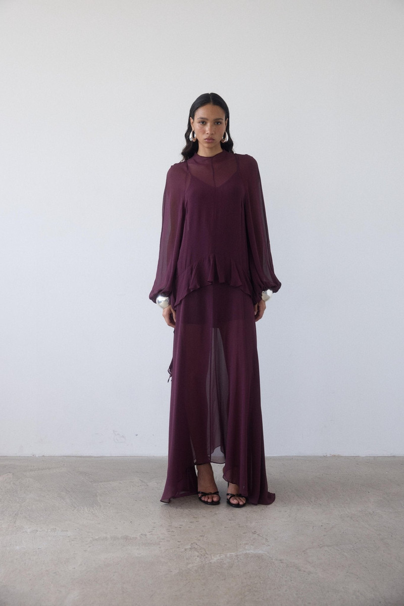 TERRAN MAXI DRESS IN EARTH GEORGETTE CHIFFON 1