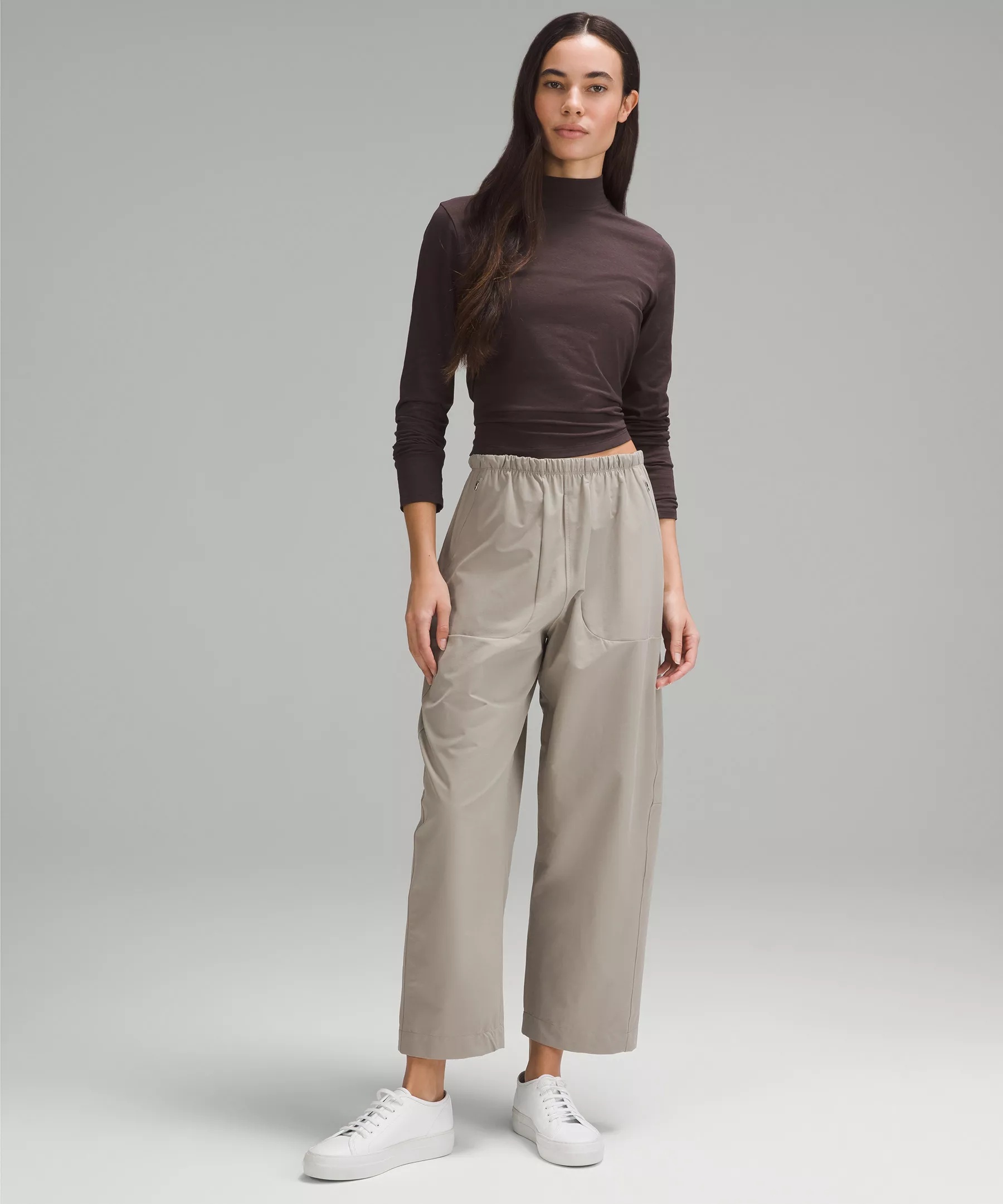 Lightweight Mid-Rise Barrel-Leg Cropped Pant - 2