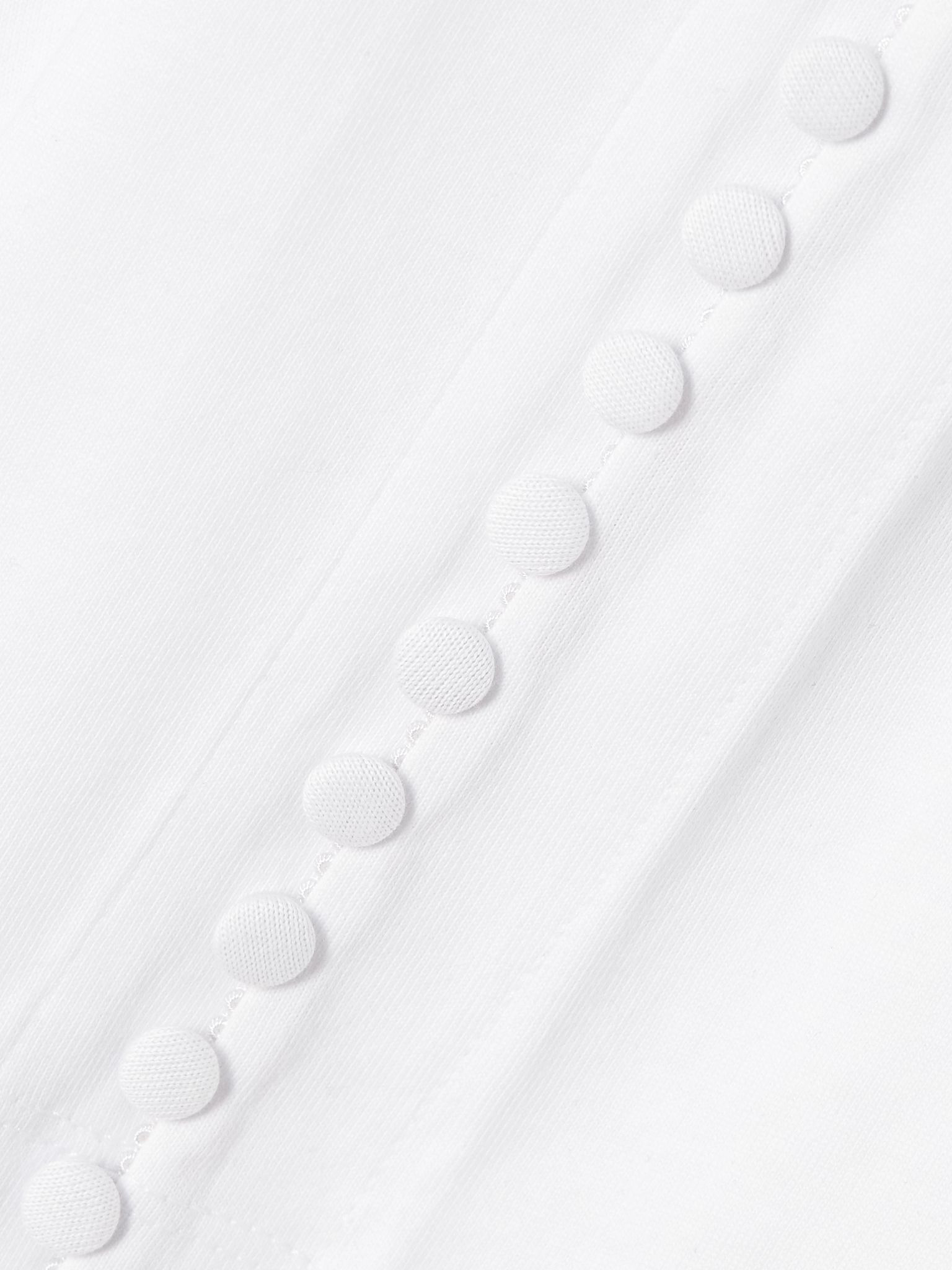 Button-detailed cotton-jersey T-shirt White - 5