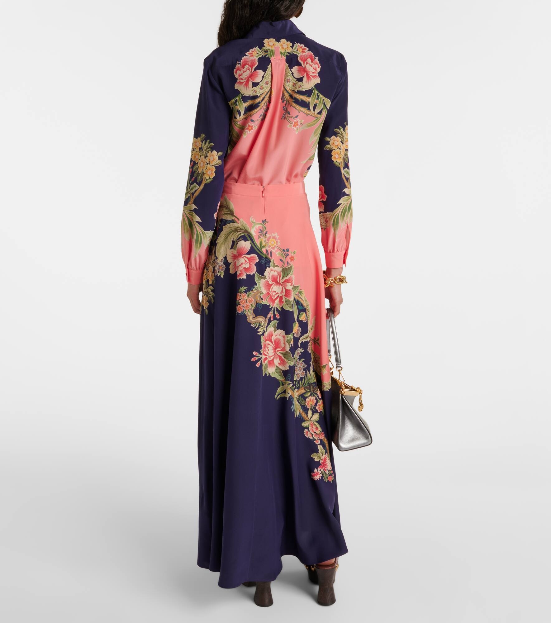 Printed silk crêpe de chine maxi skirt - 3