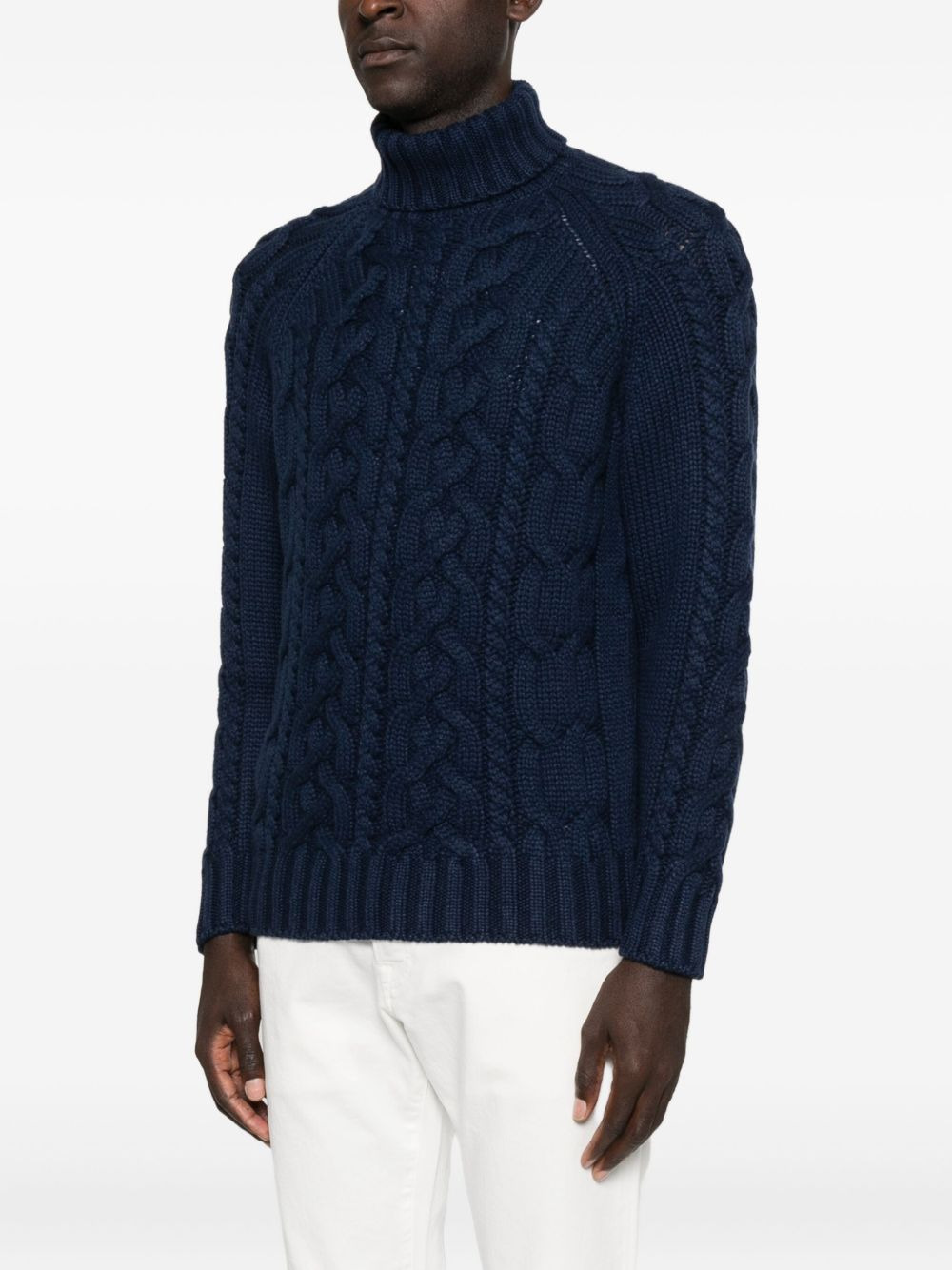 cable-knit turtleneck sweater - 3