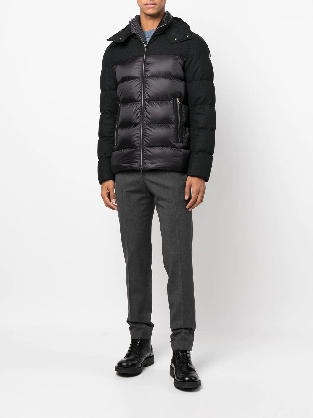 paneled hooded down jacket - 2