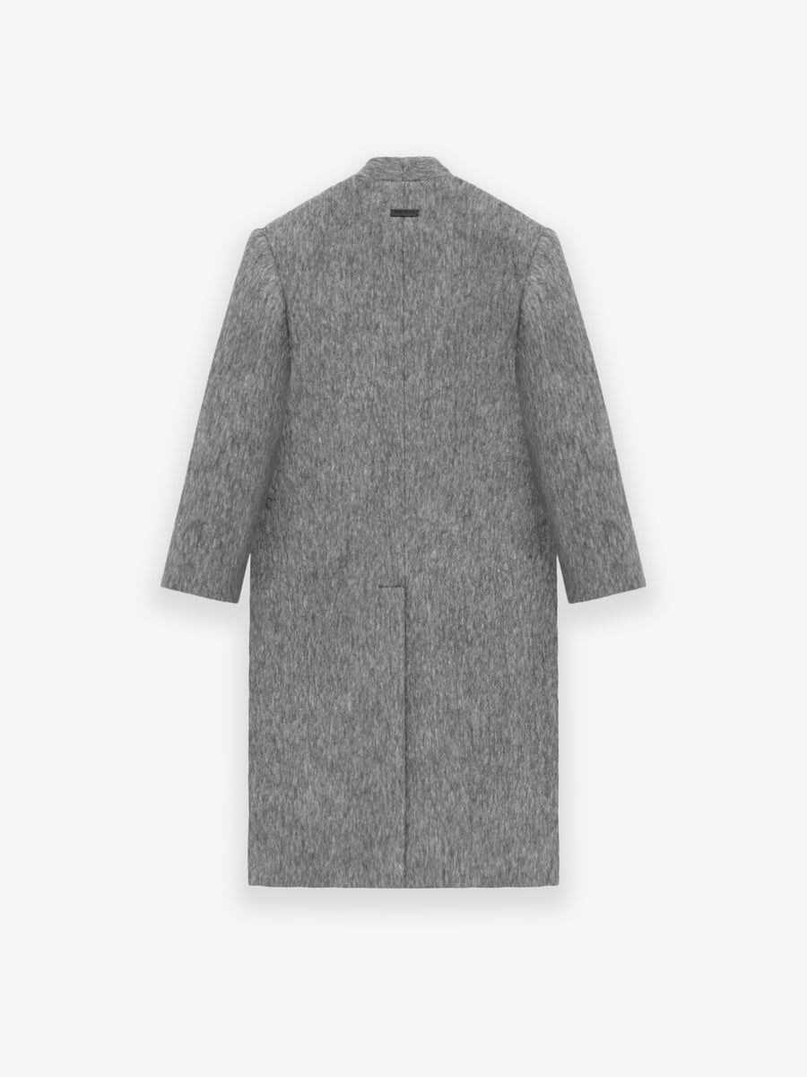 Alpaca Wool Lapelless Overcoat - 2