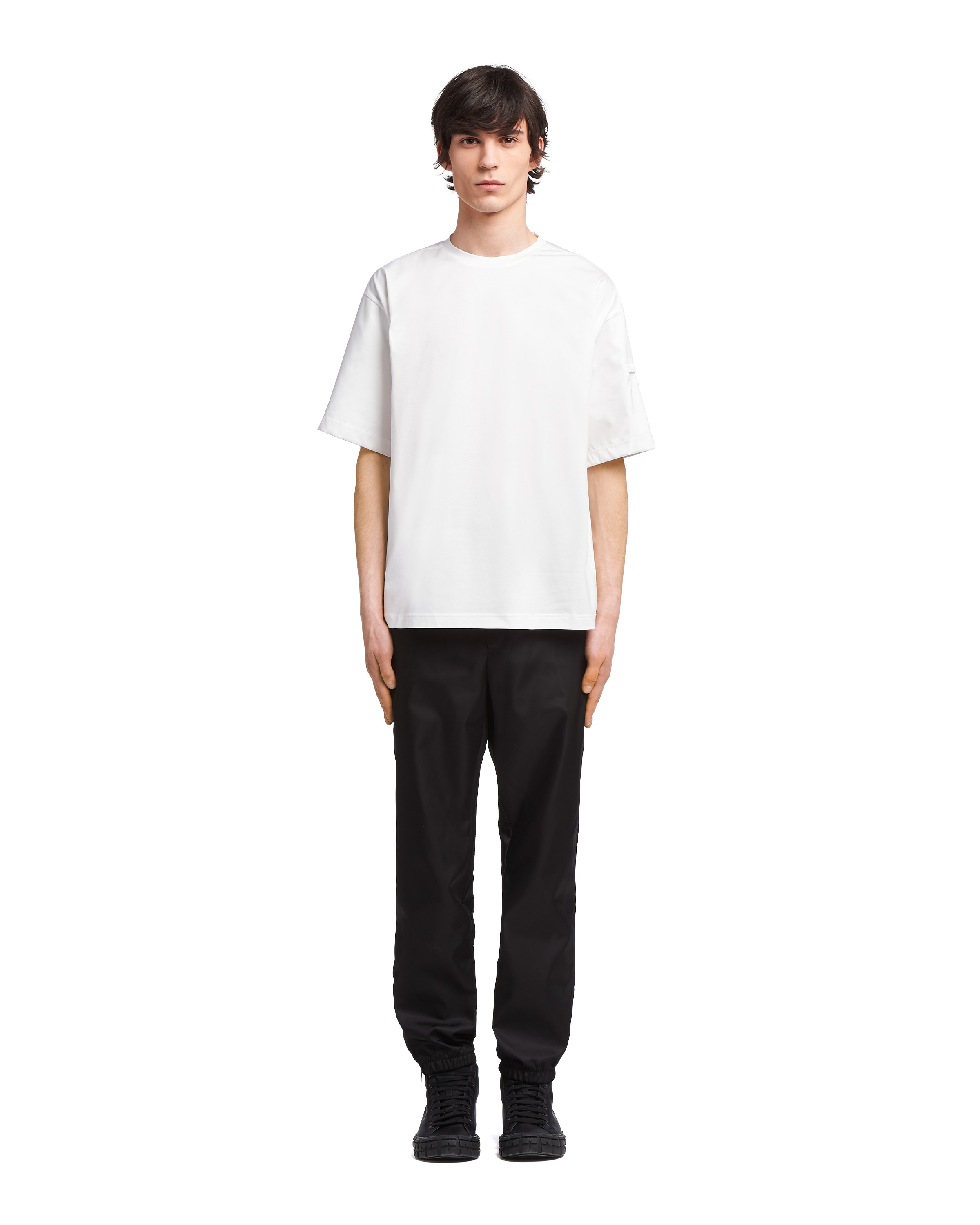 Stretch cotton T-shirt with Re-Nylon details - 2