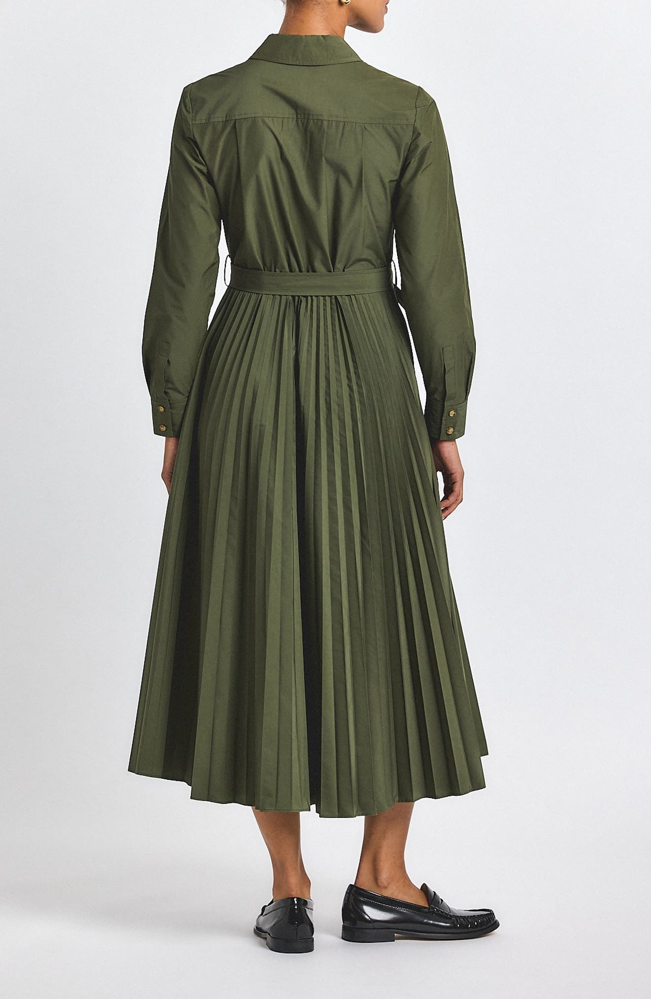 Derek Lam 10 Crosby Kenza Pleated Shirtdress in Fatigue at Nordstrom - 2