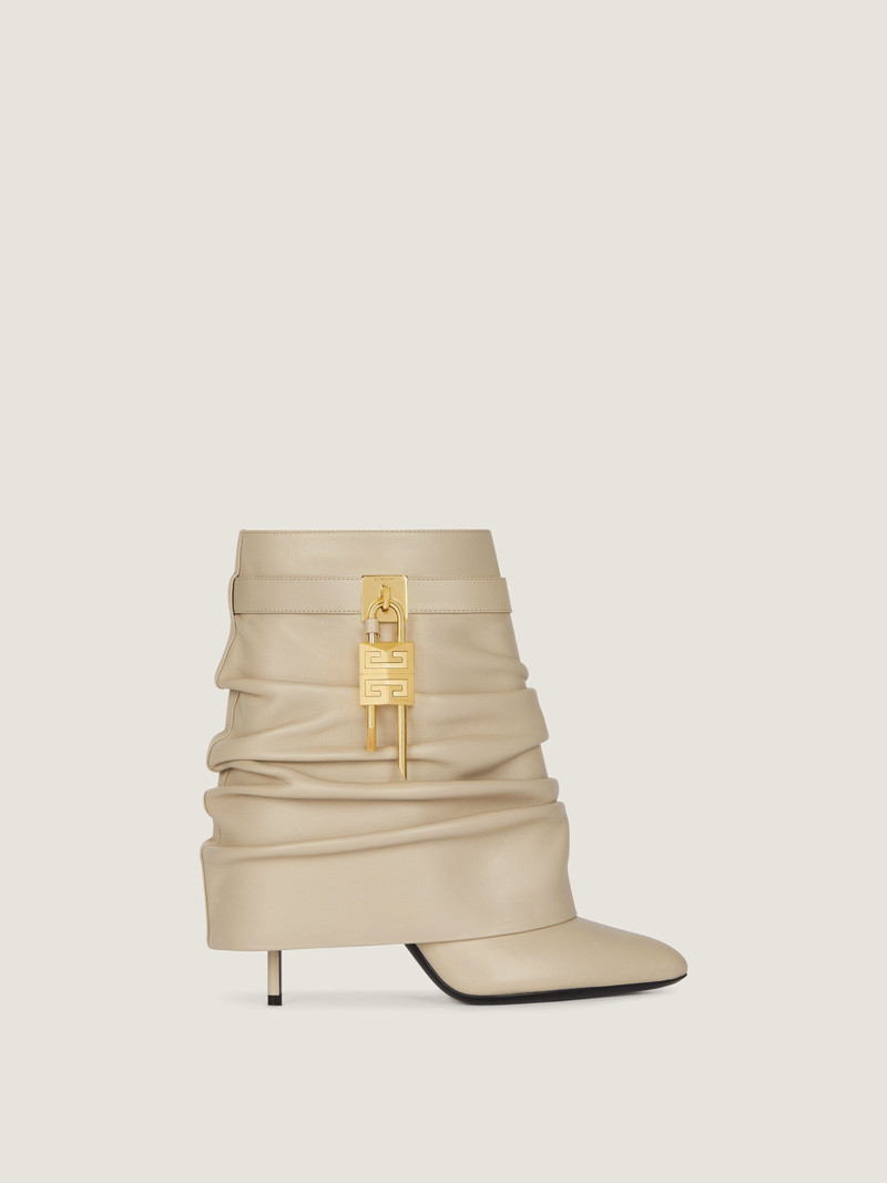 SHARK LOCK STILETTO ANKLE BOOTS IN NAPPA LEATHER 1
