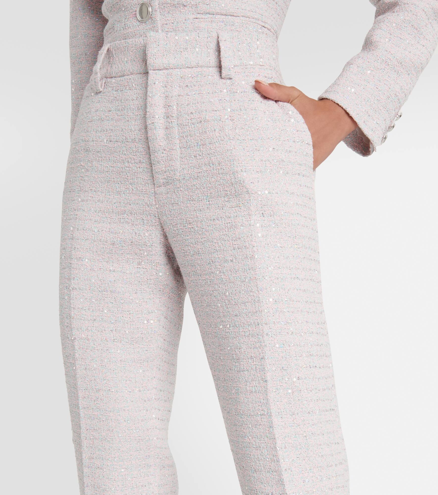 Sequined mid-rise straight pants - 4