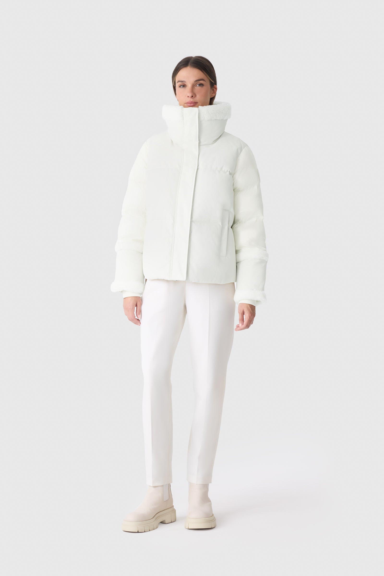 LYDANA Down Jacket With Shearling Trim and Removable Bib - 2