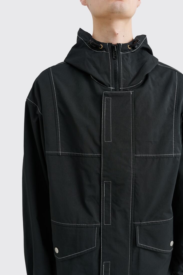 CAV EMPT CONTRAST STITCH HOOD ZIP JACKET BLACK - 5