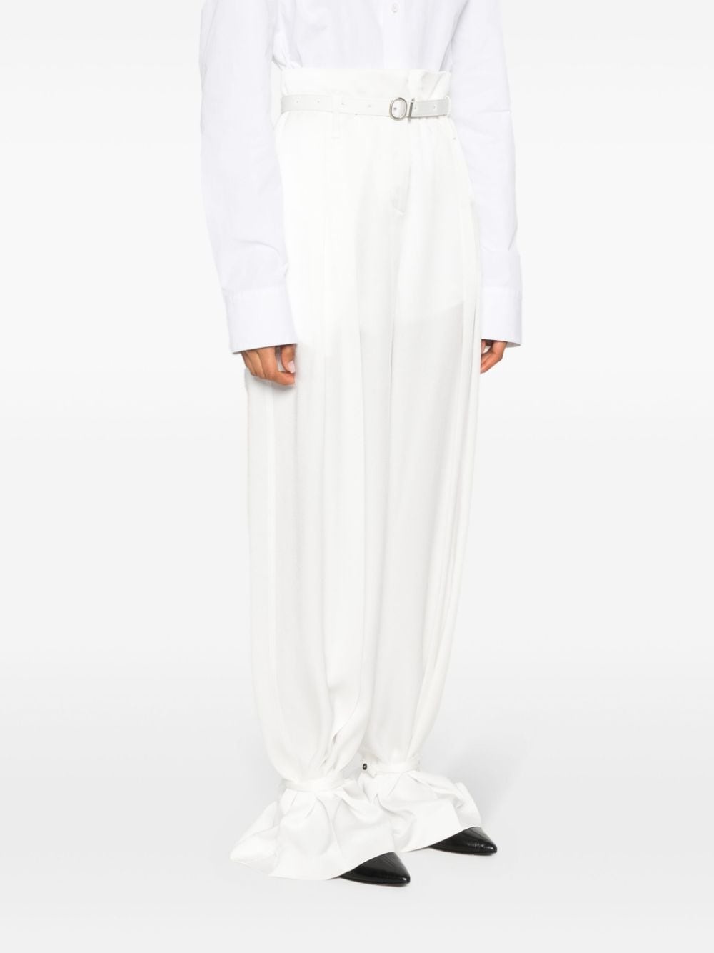 crepe pleated straight trousers - 3