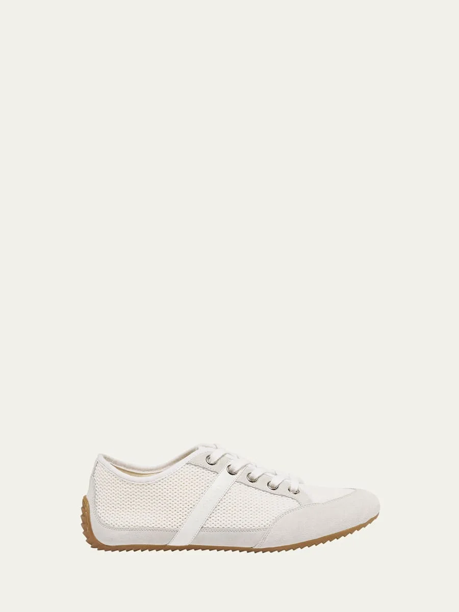 Mesh And Suede Slim Low-Top Sneakers - 1