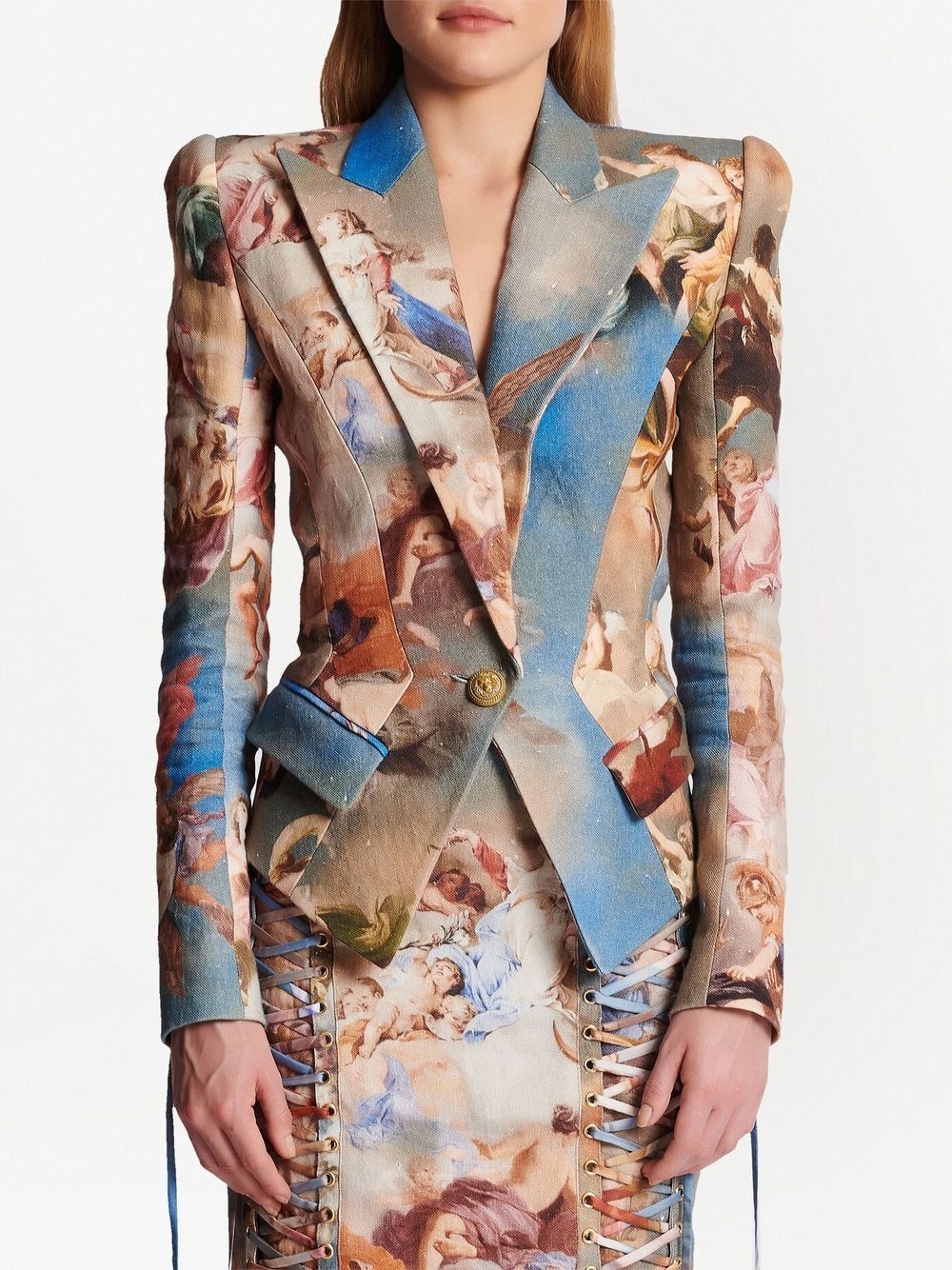 abstract-print double-breasted blazer - 4