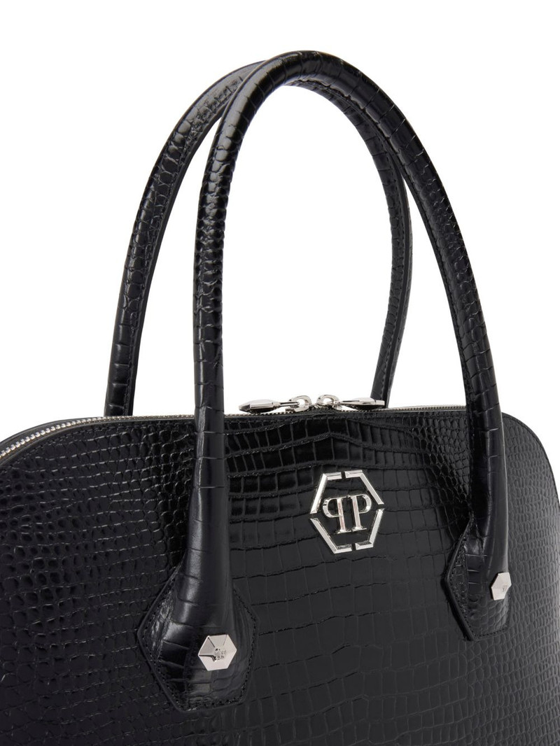 large Majestic crocodile-print logo patch shoulder bag 4