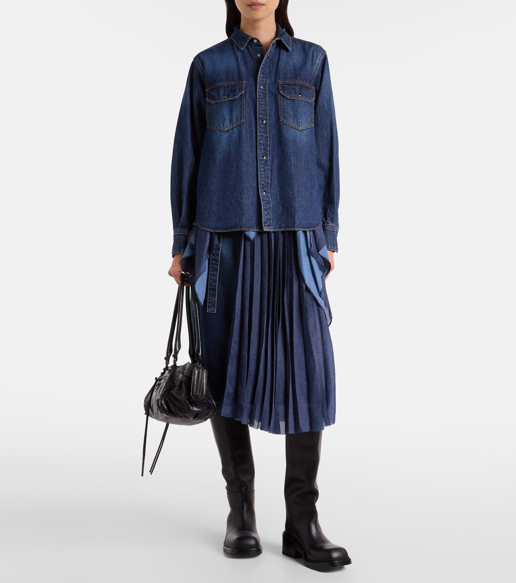 Denim and satin shirt - 2