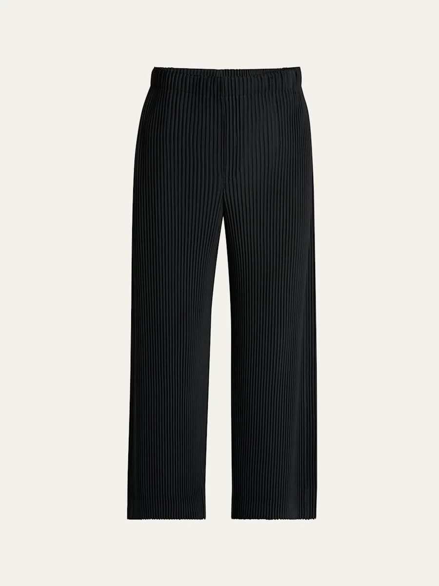 Men's Black Pleated Trousers - 1
