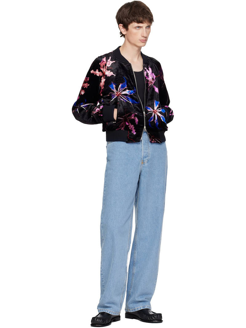 Dries Van Noten Black Velvet Bomber Jacket outlook
