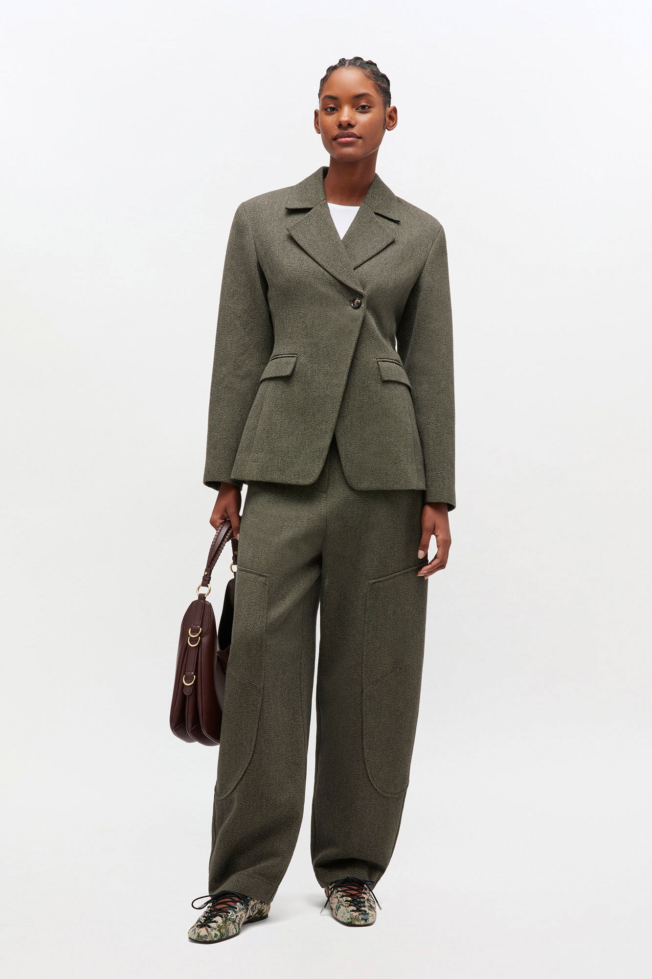 GREEN MOULINE CURVED PANTS - 2