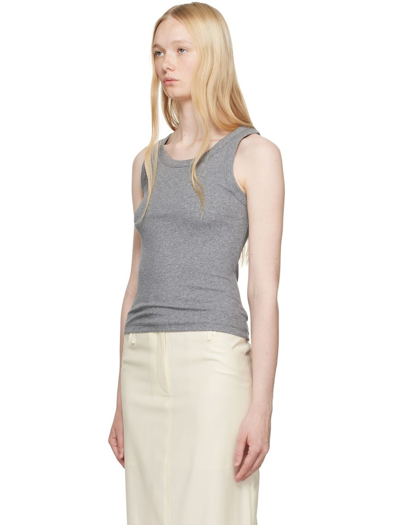 AYA MUSE Gray Ribbed High Neck Tank Top outlook