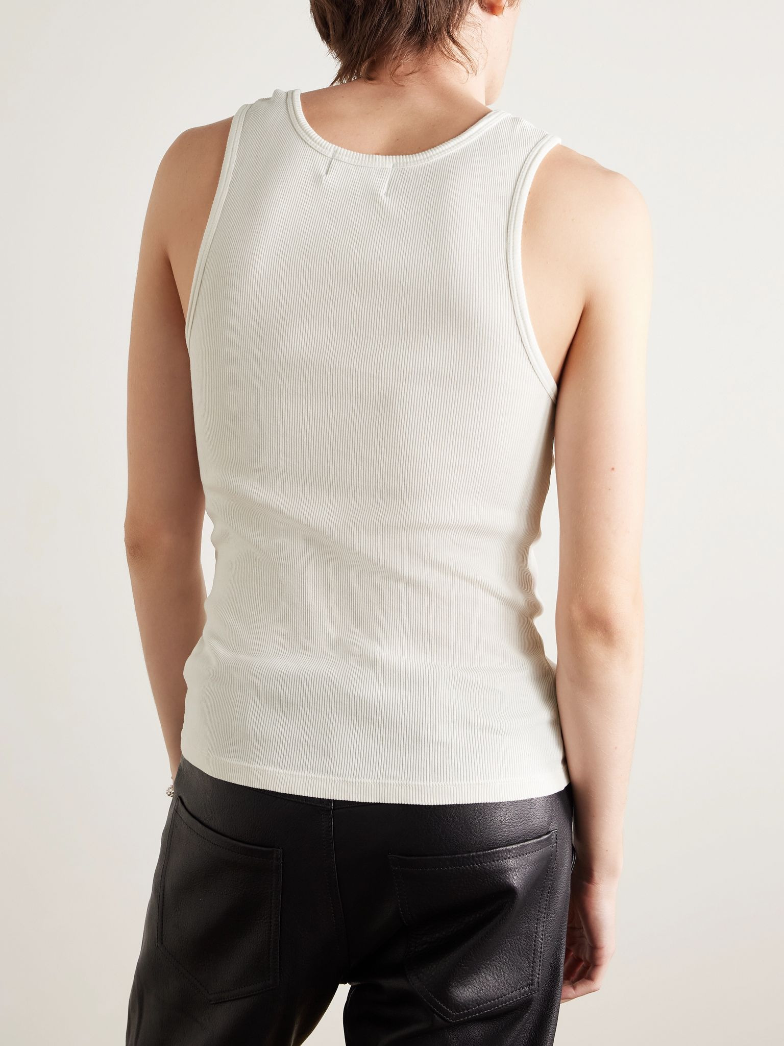 Bad Professor Logo-Print Ribbed Cotton Tank Top White - 3